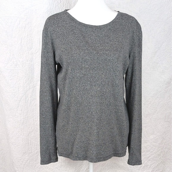 Eddie Bauer 100% Cotton‎ T-Shirt Women's Large Grey Heathered Long Sleeve Casual - Picture 1 of 5